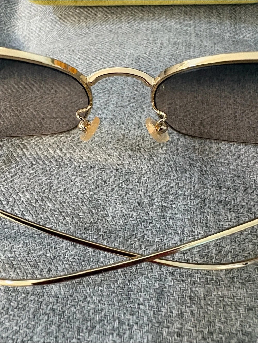 Gucci Oversized Square Gold Metal Sunglasses Strawberry Charms $625 GG1030SK